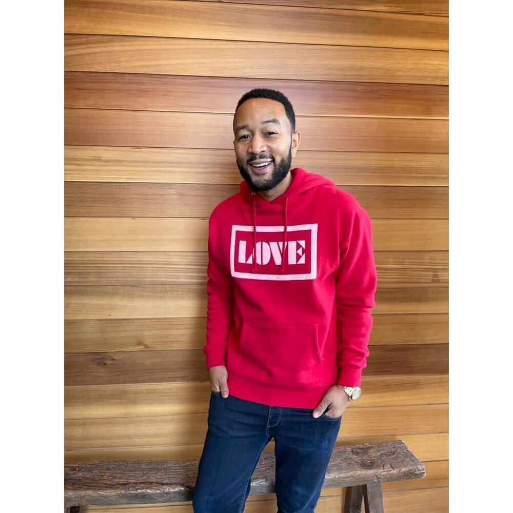 Red LOVE Graphic Hoodie Independent John Legend Sz L USA Pullover Unisex